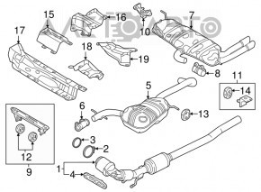Intake pipe with catalytic converters VW Passat b8 16-19 USA 1.8T with lambda