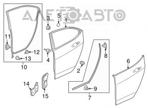 Bare rear left door Acura TLX 15-