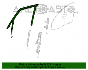 Glass seal front right Fiat 500L 14-
