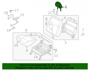 Headrest front left Mitsubishi Outlander Sport ASX 10- black cloth, corrosion