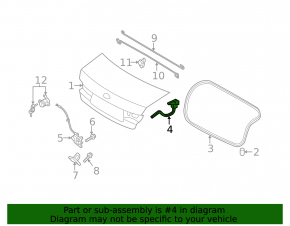 Left trunk lid hinge for Hyundai Sonata 11-15