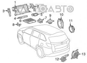 Speaker rear left JBL Toyota Highlander 14-19