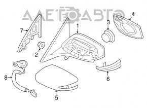 Side mirror right Nissan Maxima A36 16-6 pins, turn signal, heated, black