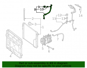 Air conditioning pipe condenser-heater Mercedes Metris W447 16-23 without rear climate control