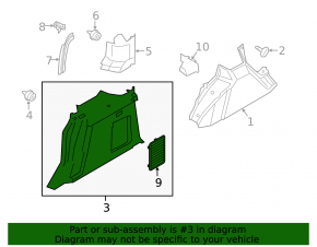 Right arch trim for Ford Transit Connect MK2 13-17 cargo