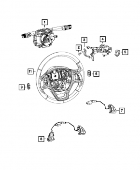 Radio control buttons left on steering wheel Fiat 500 12-19