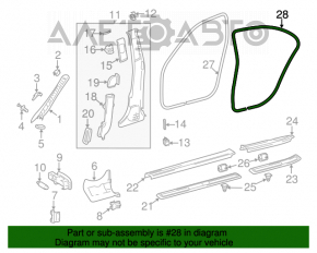 Mercedes W211 black rear left door seal