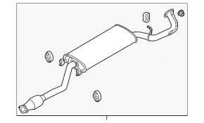 Exhaust line middle part with catalytic converter Hyundai Santa FE Sport 17-18 rest 2.4