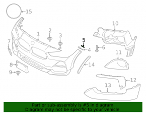 Front bumper mount, left upper fender, BMW X2 F39 18-23 2018-23