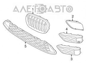Lower grille of the front bumper, right BMW X1 F48 16-18 X-line, open, without parking sensors