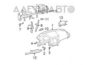 Dashboard front panel without AIRBAG Toyota Highlander 08-13 black, scratch