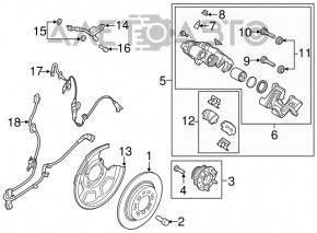 Rear right brake disc cover Hyundai Sonata 15-19 for electric caliper