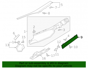 Lower right front panel trim for Audi Q3 83A 19-25, dark aluminum, quattro, scratches, broken fasteners