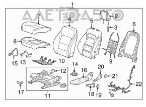 Chevrolet Malibu 16-25 driver's seat without airbag, manual, gray leather