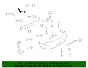 Rear bumper mount under the right light Infiniti G25 G35 G37 4d 07-15 latch defect