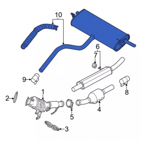 Rear muffler with barrel for Ford Bronco Sport 2011-2015 1.5T with catalytic converter, rusty, dented resonator