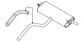Rear muffler with barrel for Ford Bronco Sport 2011-2015 1.5T with catalytic converter, rusty, dented resonator