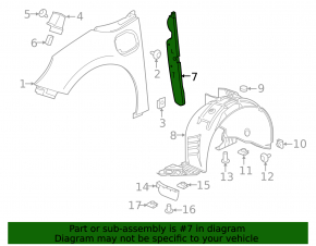 Wing seal door-wing right Chevrolet Volt 16-