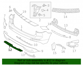 Volvo XC60 22-25 rear bumper lower lip trim, gloss black, R-Design