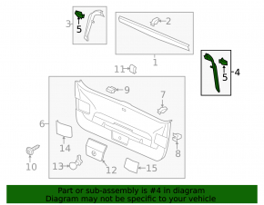 Left trunk door trim VW Golf 15-21 5d black