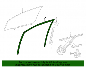 Front right glass seal for Lexus CT200h 11-17