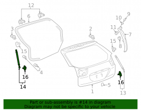 Shock absorber trunk door left Lexus RX300 RX330 RX350 RX400h 04-09