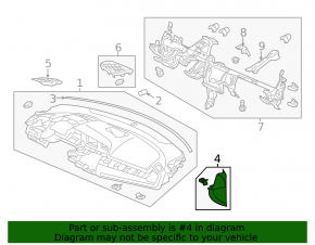 Front panel trim right side Honda Civic X FC 16-21 black