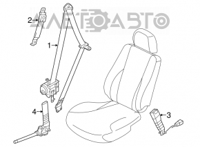 Passenger seat belt Hyundai Elantra AD 17-20 blown