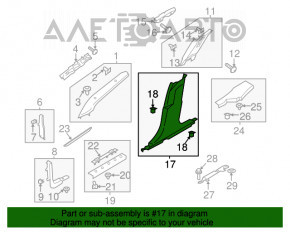 Center pillar trim lower left Ford Fusion mk5 13-16 black, broken fastener