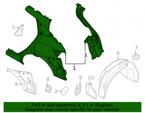 Rear left quarter wing for Nissan Ariya 23-25 with electric tailgate