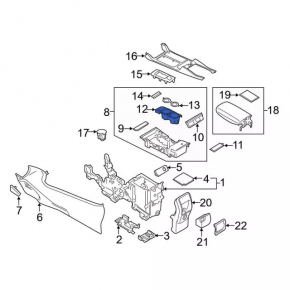 Cup holders Ford Escape MK3 17-19 black, with backlight, scratches