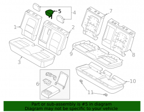 Rear center headrest for Ford Bronco Sport 2021-2025, black leather with gray stitching