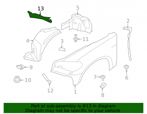 Front left fender liner, front part, BMW X6 M E71 10-14