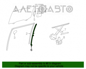 Rear right door glass guide for Toyota Highlander 14-19