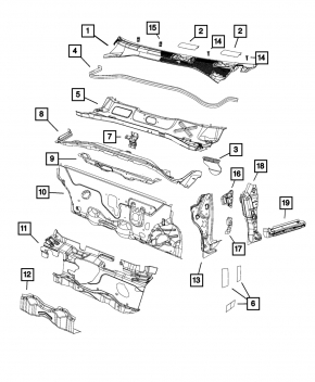 Wiper pan plastic Fiat 500 12-19