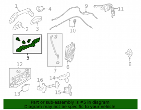 Honda Accord 13-17 front right door handle mechanism with rod
