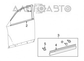 Molding door-glass central front left Toyota Highlander 08-13 mat