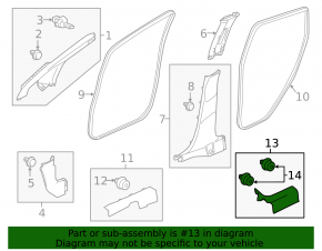 Door sill trim rear right Honda HR-V 16-22 black, broken fastener