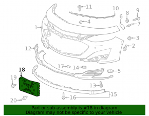 Chevrolet Malibu 19- Front Bumper License Plate