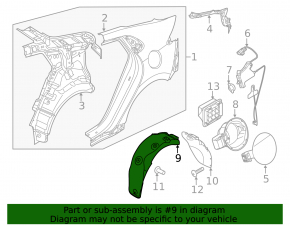 Rear left fender liner front part Hyundai Ioniq 20-22