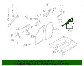 Rear right inner door sill plate for Subaru Forester 2013 SH