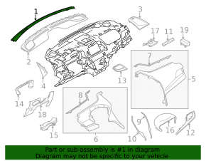 Upper front panel trim for Lincoln MKC 15-19 black, THX, under the windshield