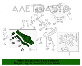 Lower control arm under the rear left spring, Hyundai Sonata 16-19 hybrid