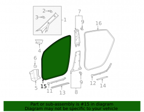 Door seal front left Toyota Prius 20 04-09 beige