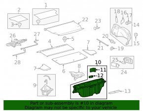 Tool tray Toyota Prius 30 12-15 plug-in