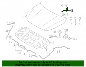Hood hinge left Kia Forte 19-24