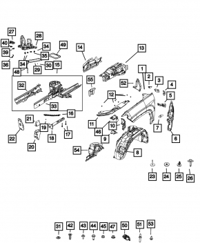 Front left fender bracket Jeep Compass 17-26 boot