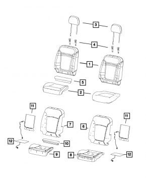 Passenger seat Jeep Renegade 15-17 without airbag, leather black