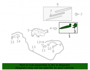 Rear wiper arm for Lexus CT200h 11-17