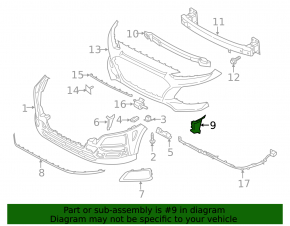 Front bumper air duct left Hyundai Kona 18-21 1.6, 2.0